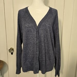 GAP Linen Blend Blue Cardigan Sweater Size M
